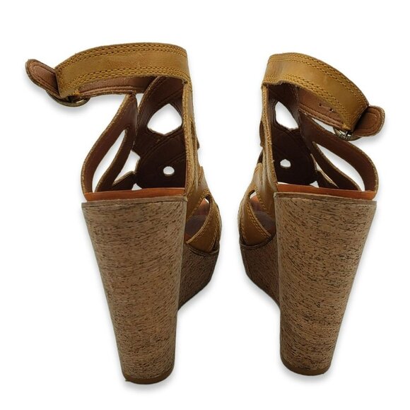 Lucky Brand Penrose Wedge Sandals Womens 7.5 Brown Leather - Picture 6 of 9